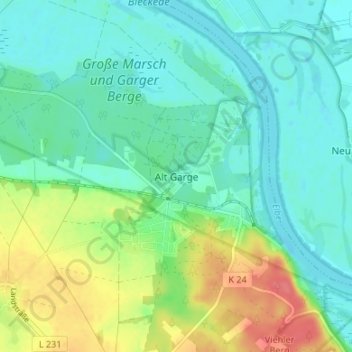 Carte topographique Alt Garge, altitude, relief