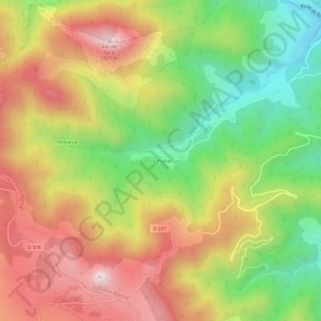 Carte topographique Le Pradal, altitude, relief