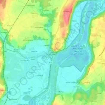 Carte topographique Elend, altitude, relief