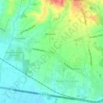 Carte topographique Corte Carbonata, altitude, relief