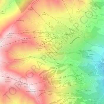 Carte topographique Comborsiere, altitude, relief