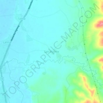 Carte topographique San Vicente, altitude, relief