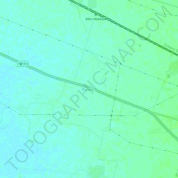 Carte topographique Auwan, altitude, relief