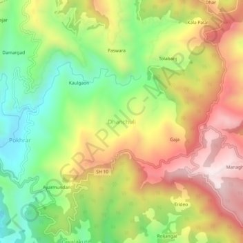 Carte topographique Dhanchuli, altitude, relief