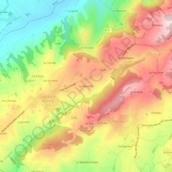 Carte topographique Le Planchet, altitude, relief