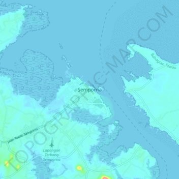 Carte topographique Semporna, altitude, relief