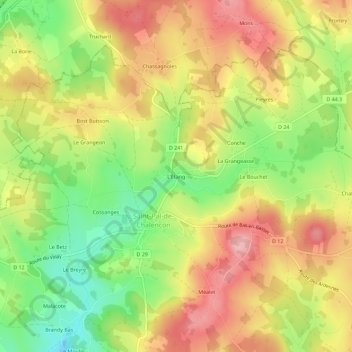 Carte topographique L'Étang, altitude, relief