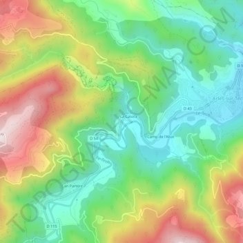 Carte topographique La Palme, altitude, relief