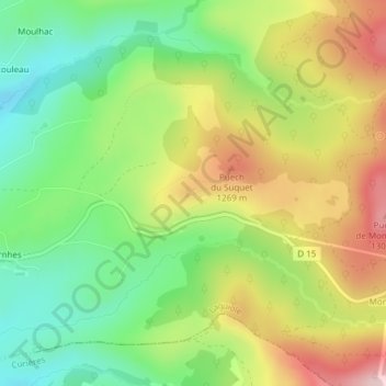 Carte topographique Le Suquet, altitude, relief
