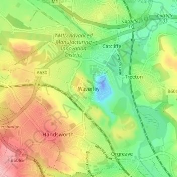 Carte topographique Waverley, altitude, relief