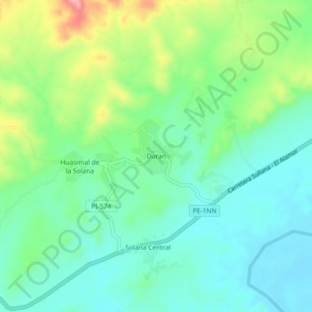 Carte topographique Duran, altitude, relief