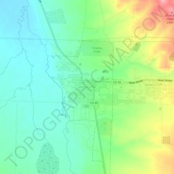 Carte topographique Westcliffe, altitude, relief
