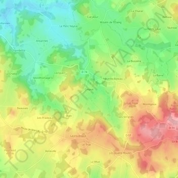 Carte topographique Crépiat, altitude, relief