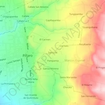 Carte topographique San Luis, altitude, relief