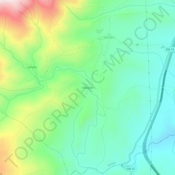 Carte topographique Viduedo, altitude, relief