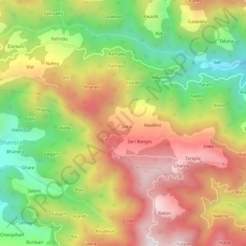 Carte topographique Saral, altitude, relief