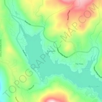 Carte topographique Bass Lake, altitude, relief
