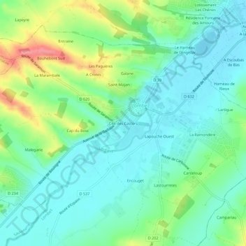 Carte topographique Cité des Castors, altitude, relief