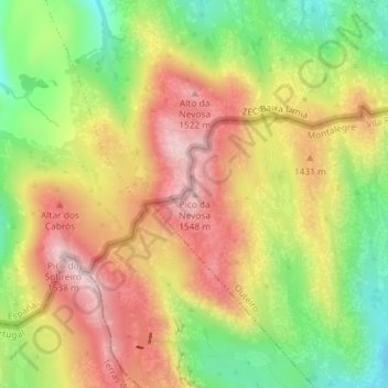 Carte topographique Pico da Nevosa, altitude, relief