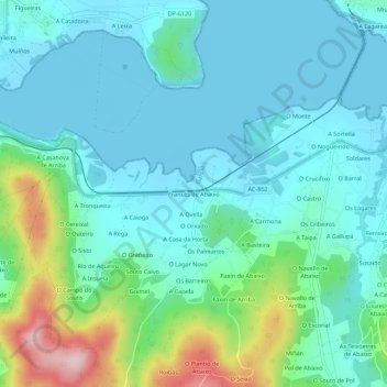 Carte topographique Francés de Abaixo, altitude, relief