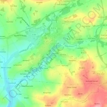 Carte topographique Croastiben, altitude, relief