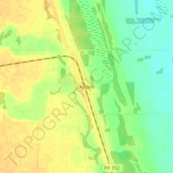 Carte topographique Arden, altitude, relief