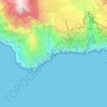 Carte topographique Marina di Praia, altitude, relief