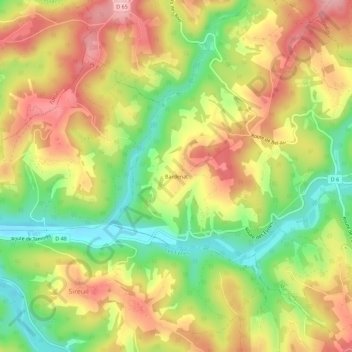 Carte topographique Bardenat, altitude, relief