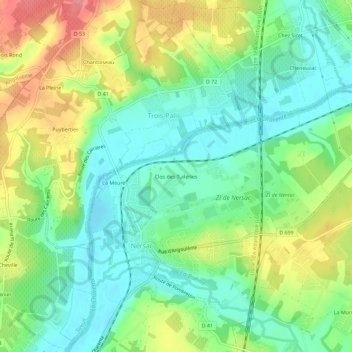 Carte topographique Clos des Tuileries, altitude, relief