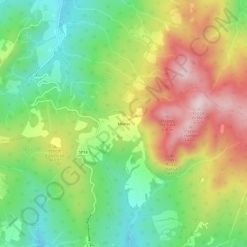 Carte topographique Miemo, altitude, relief