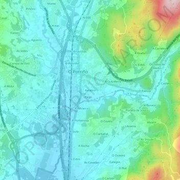 Carte topographique Aviseiro, altitude, relief