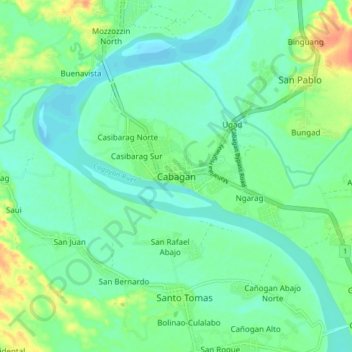 Carte topographique Cabagan, altitude, relief