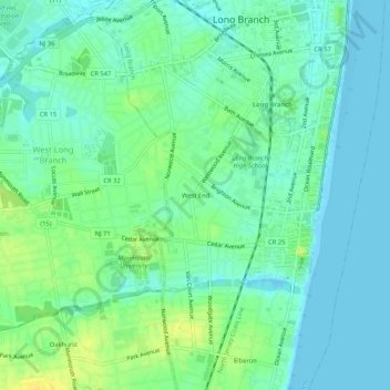 Carte topographique West End, altitude, relief