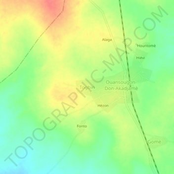 Carte topographique Togbin, altitude, relief