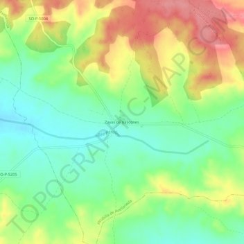 Carte topographique Zayas de Báscones, altitude, relief
