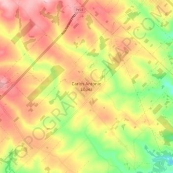 Carte topographique Carlos Antonio López, altitude, relief