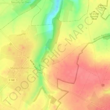 Carte topographique Saint-Lot, altitude, relief