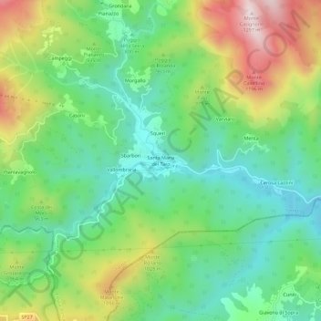 Carte topographique Santa Maria del Taro, altitude, relief