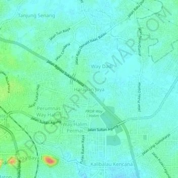 Carte topographique Harapan Jaya, altitude, relief