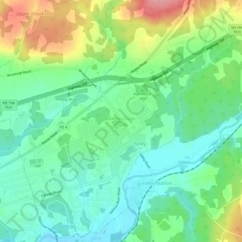 Carte topographique Valley Cross Roads, altitude, relief