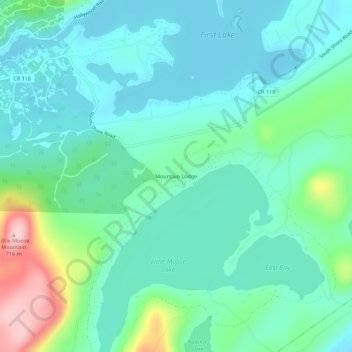 Carte topographique Mountain Lodge, altitude, relief