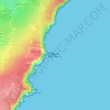 Carte topographique Pointe de Saint-Hernot, altitude, relief