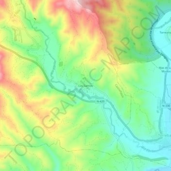 Carte topographique Los Santos, altitude, relief