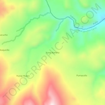 Carte topographique Yurac Kancha, altitude, relief