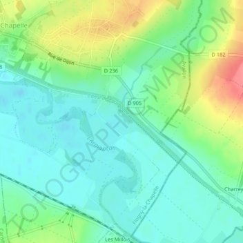 Carte topographique Crot Millon, altitude, relief