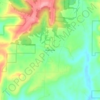 Carte topographique Water Valley, altitude, relief