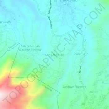 Carte topographique San Sebastián, altitude, relief