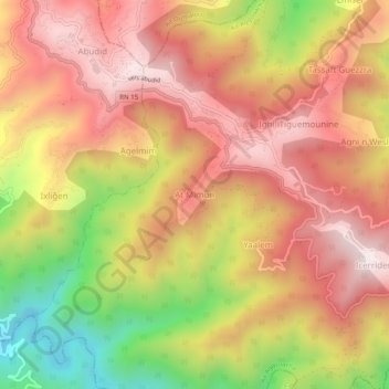 Carte topographique Aït Mimoun, altitude, relief