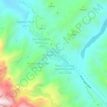 Carte topographique Imintanout, altitude, relief