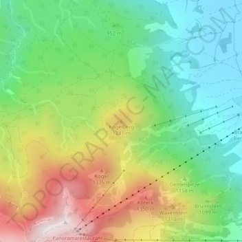 Carte topographique Kogelberg, altitude, relief